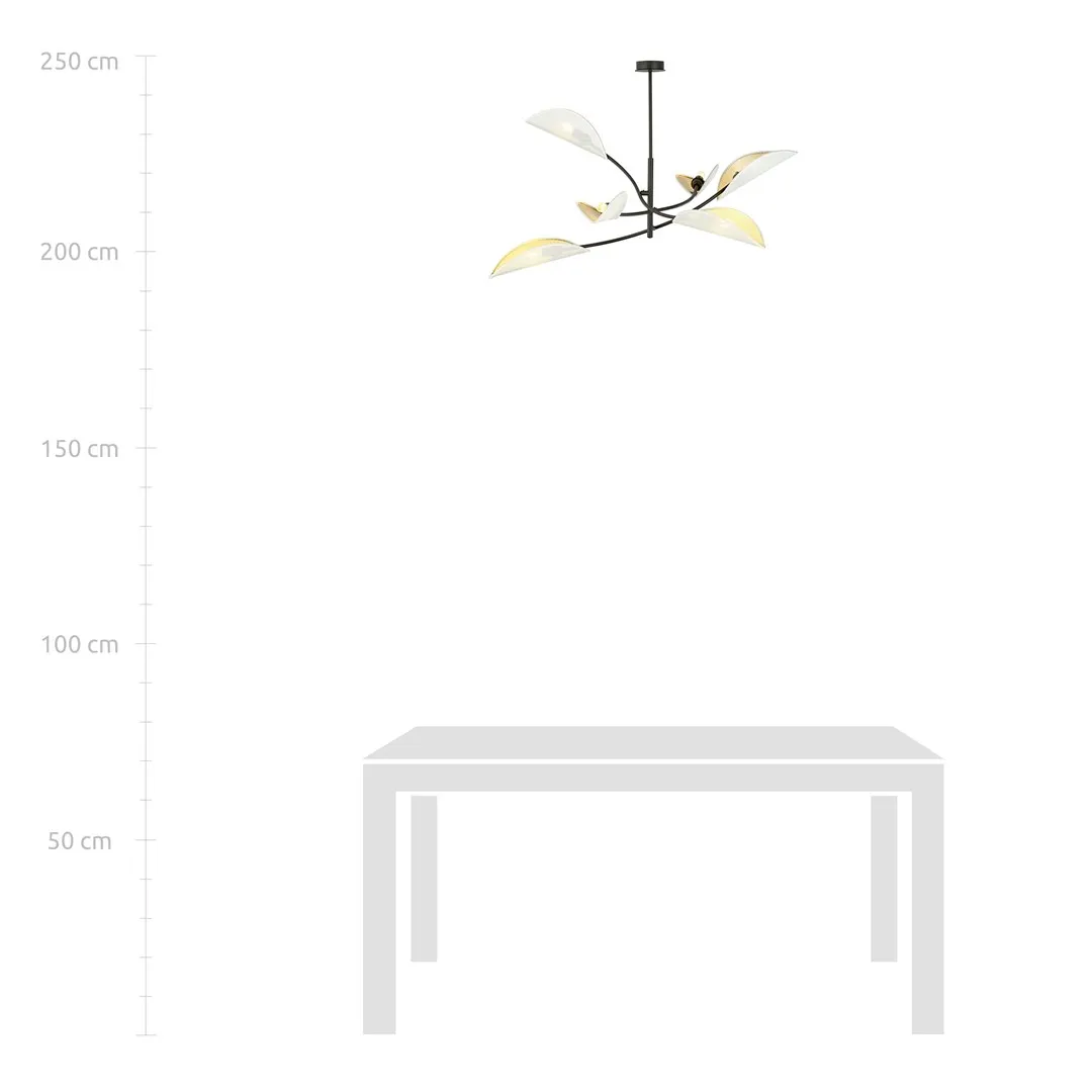 lampa sufitowa, kwiatowy żyrandol, metalowy żyrandol, kolorowe abażury, nowoczesny design
