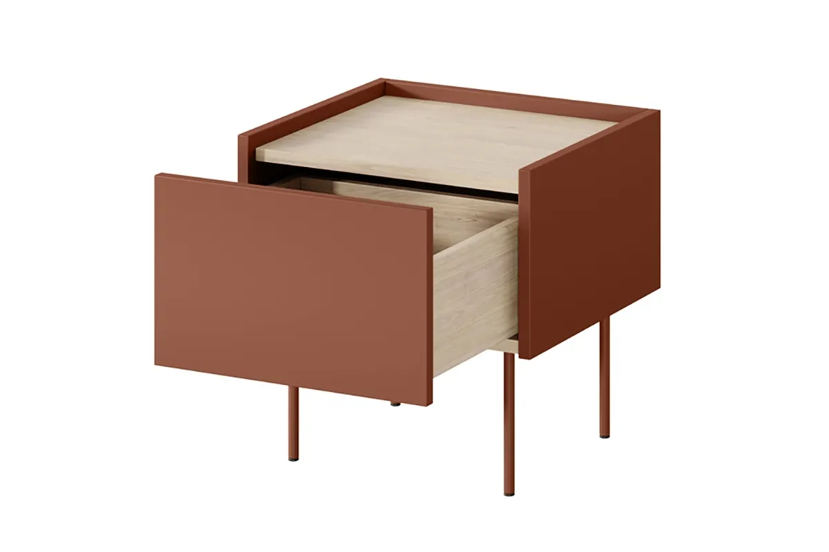 Szafka nocna DESIN 45 z 1 szufldą - czerwony ceglany - dąb nagano - B_149146