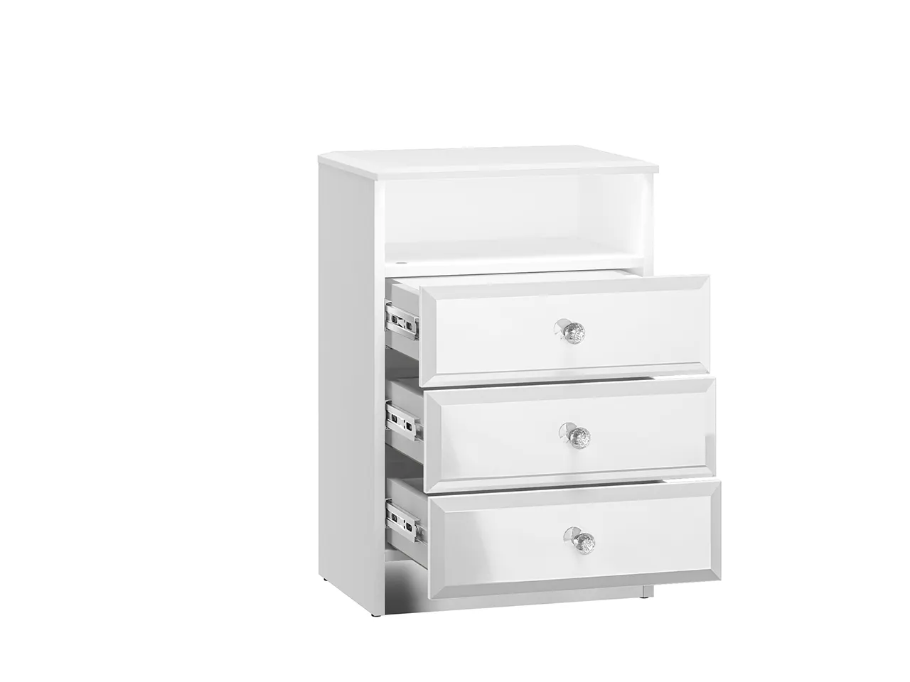 Szafka nocna z 3 szufladami i półką GLAMOUR 07 - biały połysk - 1GLAM07-001