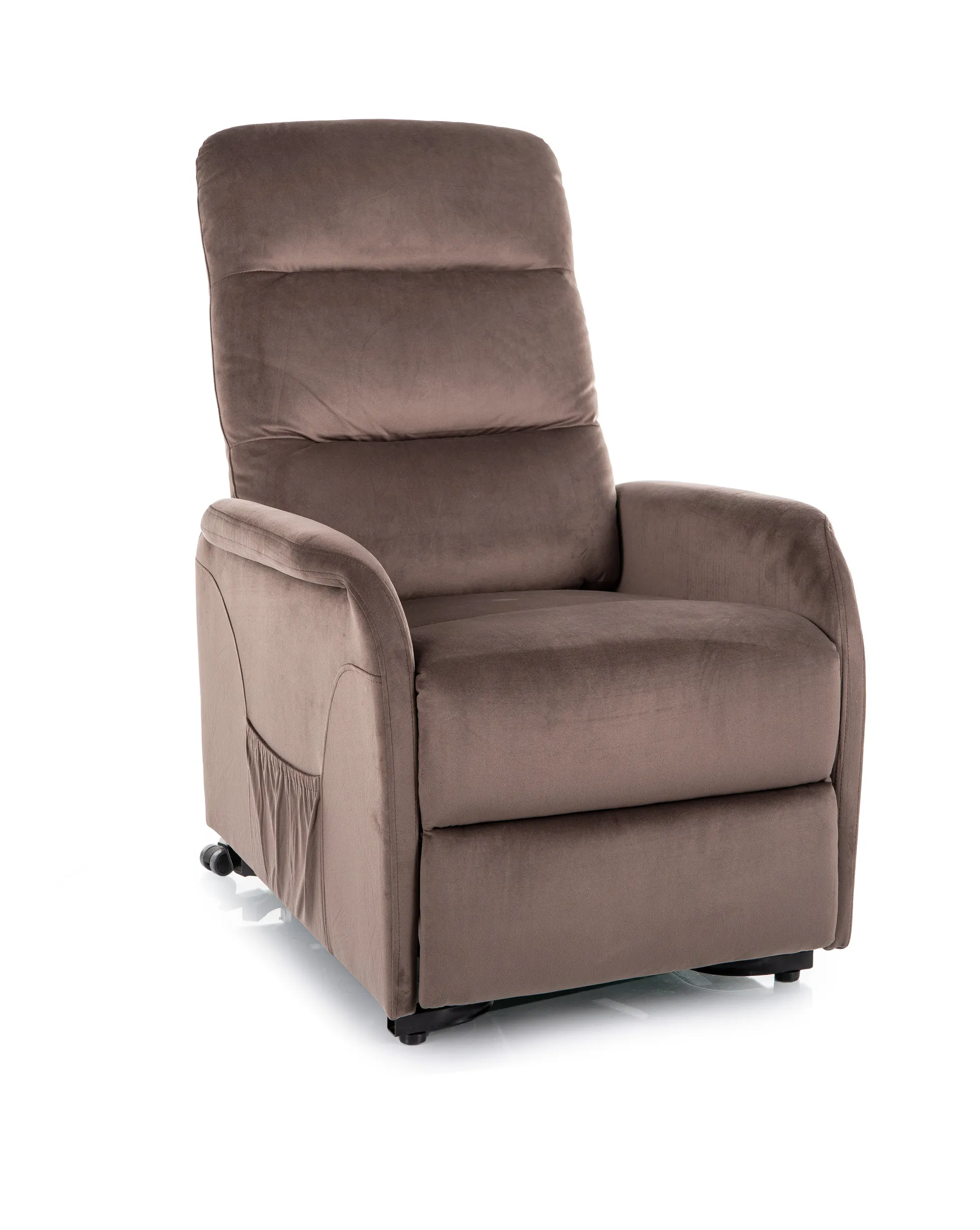 Fotel JUPITER M VELVET rozkładany elektrycznie - funkcja masażu i pionizacji BLUVEL 38 cappuccino