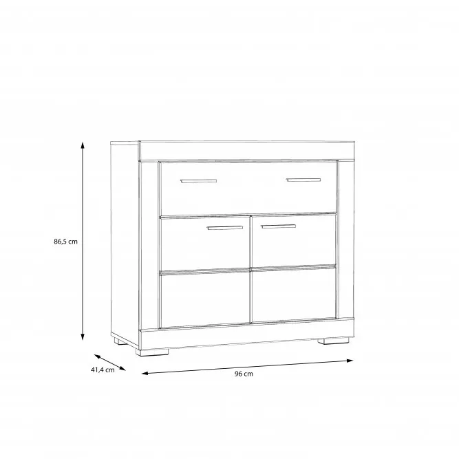 Komoda 2-drzwiowa z szufladą SNOW - biały, chrom - SNWK22-C50