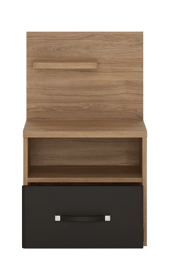 Szafka nocna z 1 szufladą MONACO MOAK02L Stirling Oak, Czarny Mat — zdjęcie 2