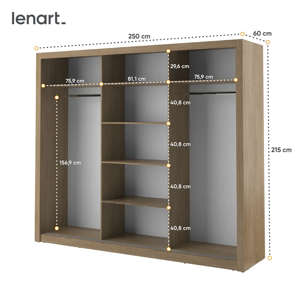 Szafa 3-drzwiowa ARTI AR-02 250cm dąb shetland - AR2DH