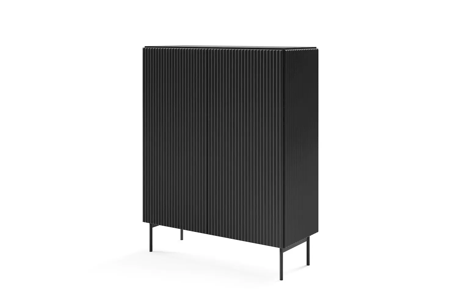 Komoda wysoka 2-drzwiowa MUTI ryflowany front czarna