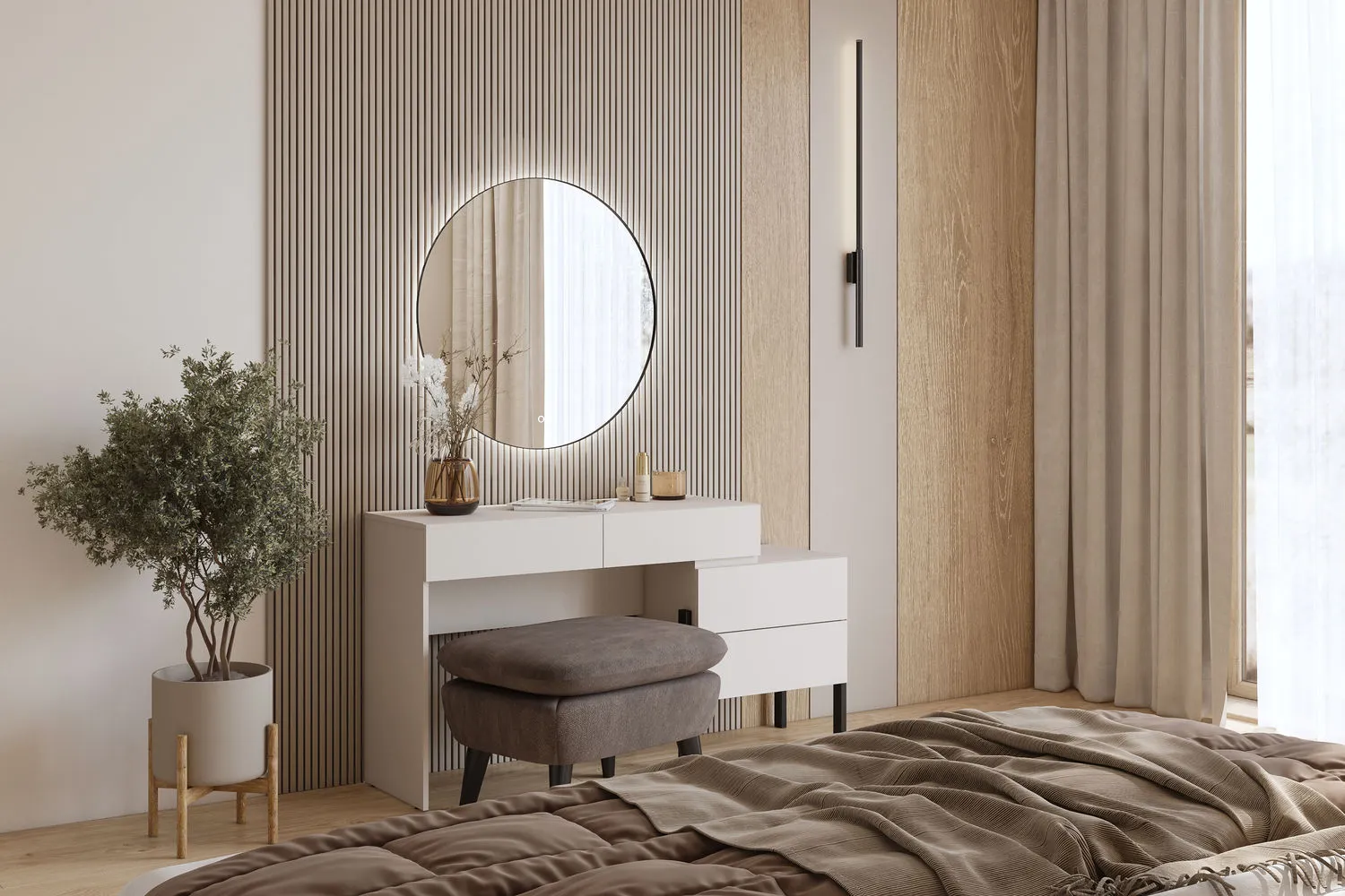 Toaletko-biurko z szufladami JUKON S 143 cm kaszmirowa - 24KSND03