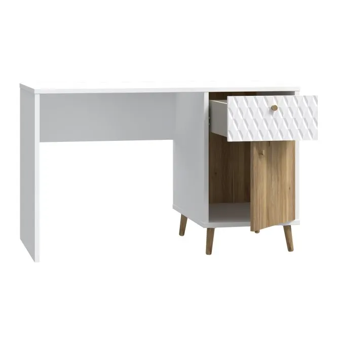 Biurko AKSANA z szafką i 1 szufladą - dąb mauvella, biały 60x120 cm - AKNB111R-M992