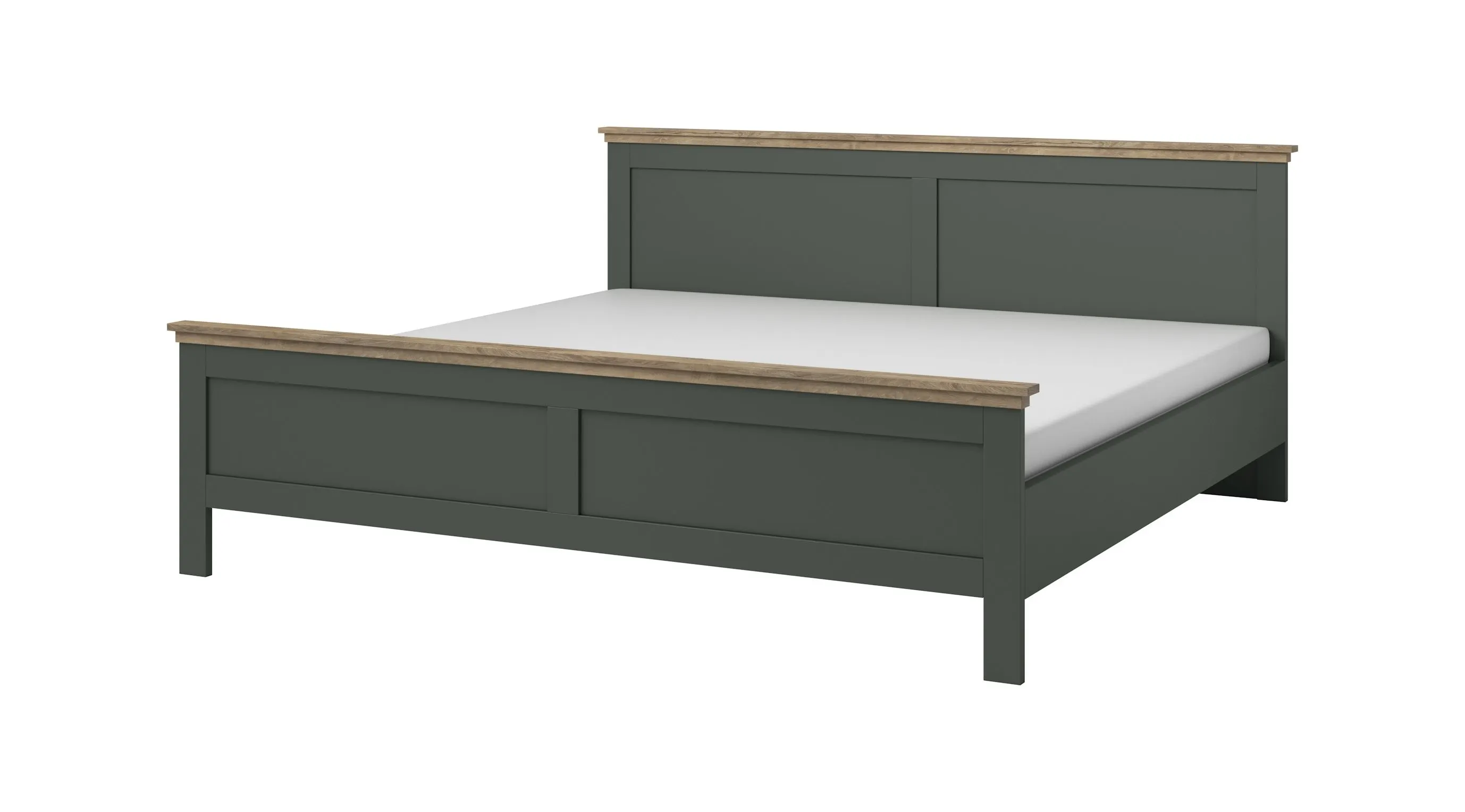 Łóżko z zagłówkiem EVORA 180x200 ciemnozielone/dąb Lefkas