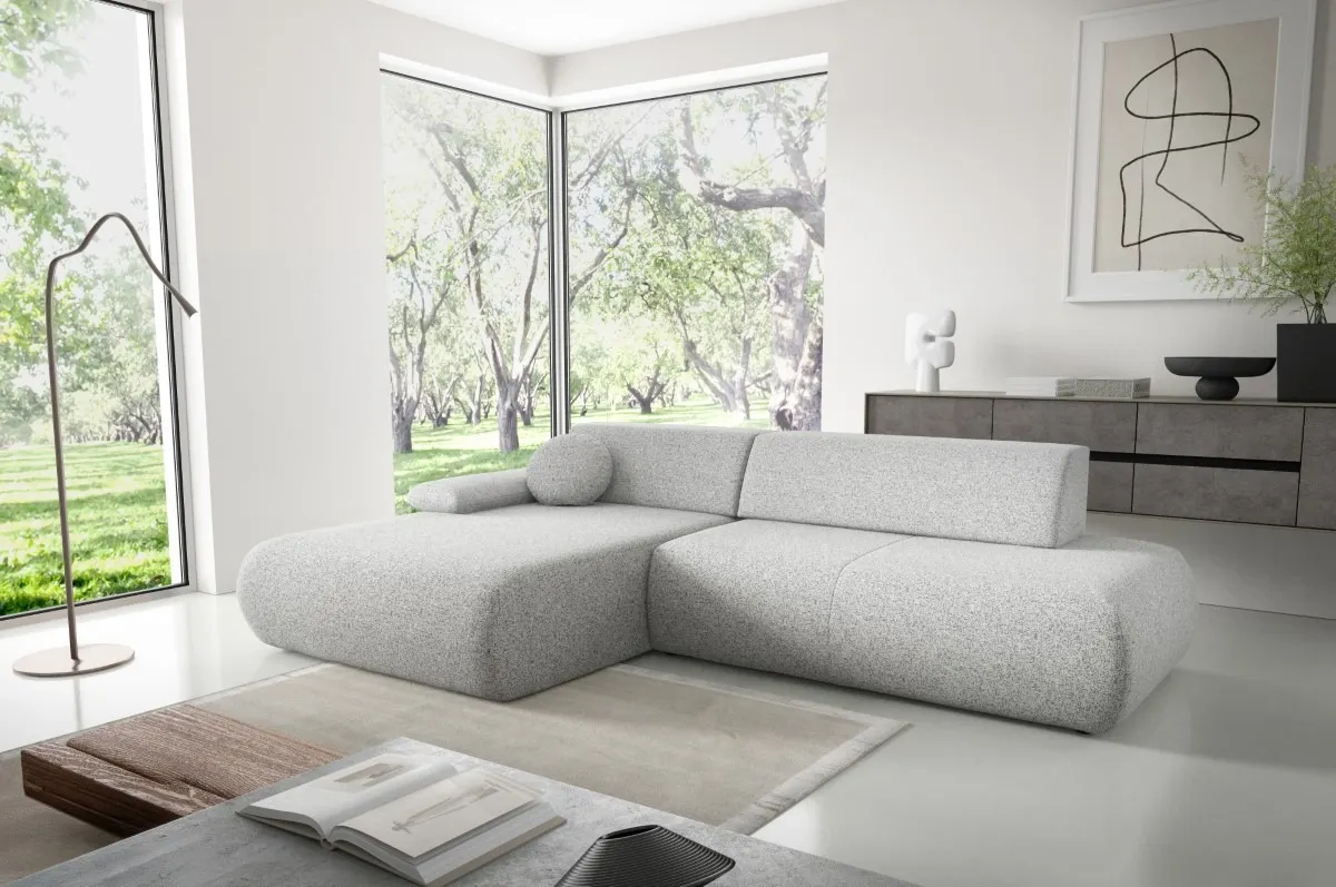 Narożnik rozkładany z pojemnikiem PUENTE 286 cm lewostronny jasnoszary - PUENTE_NAR_PUENTE80_L