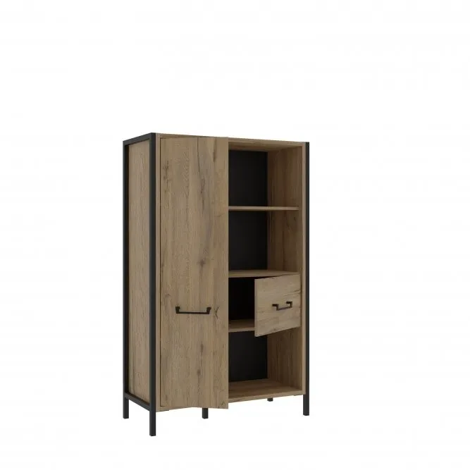 Regał niski 1-drzwiowy ORIENTAL TREE Dąb Bartex, czarny - HUDR422R-M524