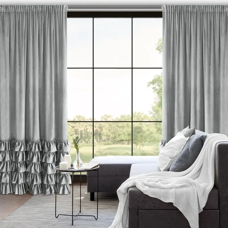 ZASŁONA GOTOWA CARLI NA TAŚMIE 140 X 270 CM SREBRNY - EU_454034