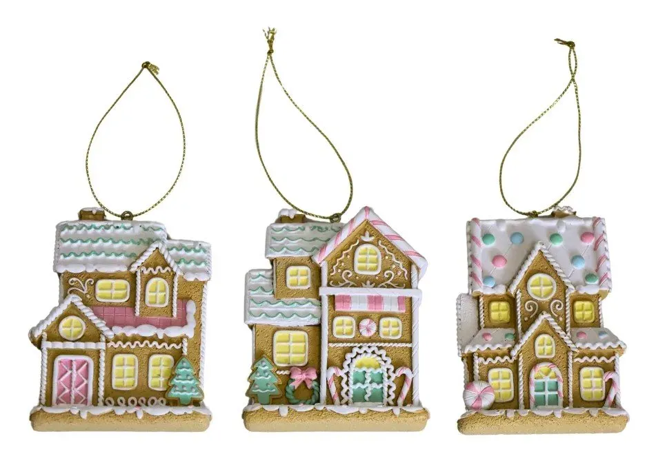 Zawieszka DOMEK PIERNIKOWY 3 sztuki wielokolorowe