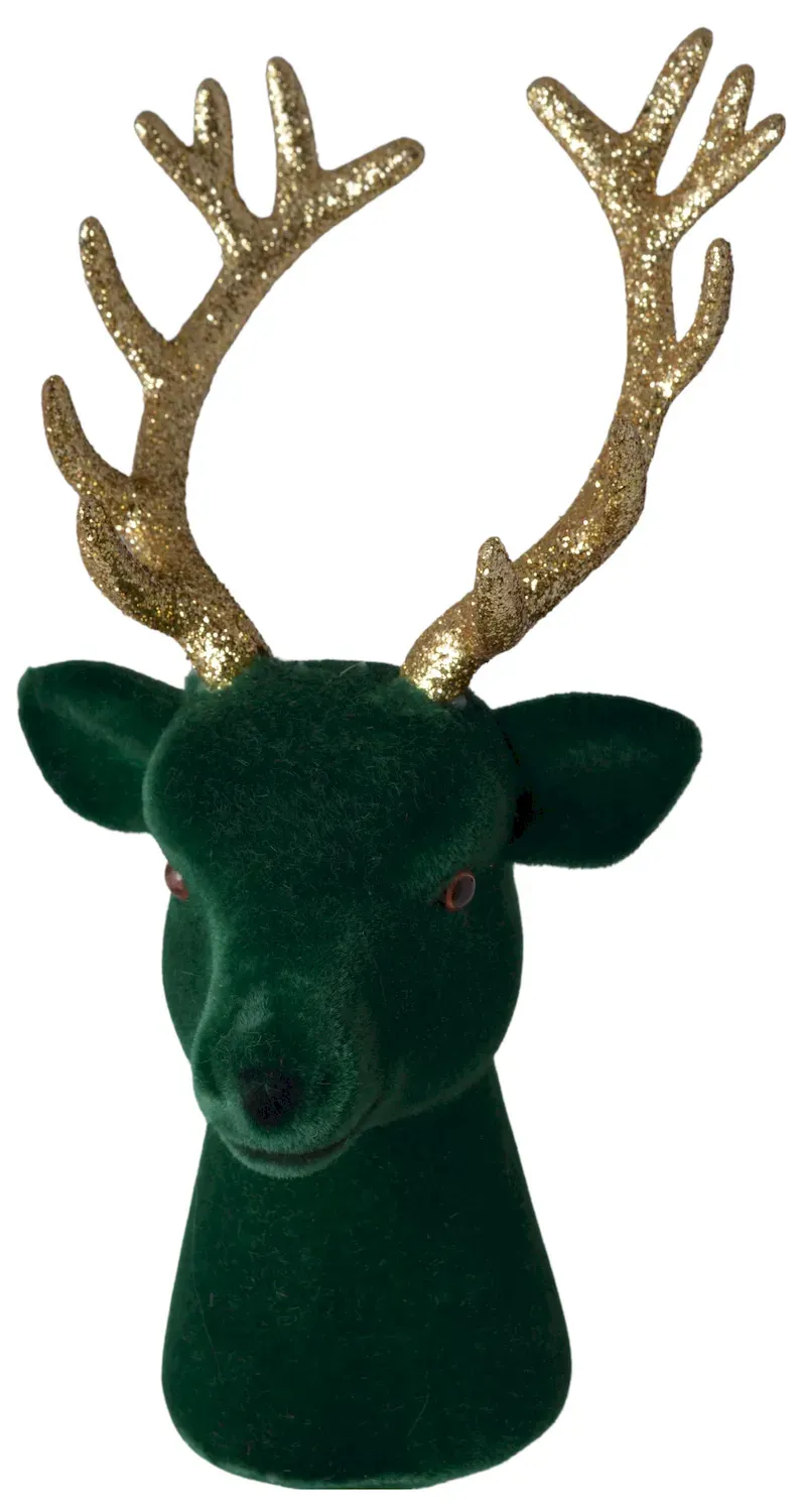 Welurowa GŁOWA RENIFERA mała zielona Welurowa GŁOWA RENIFERA mała zielona