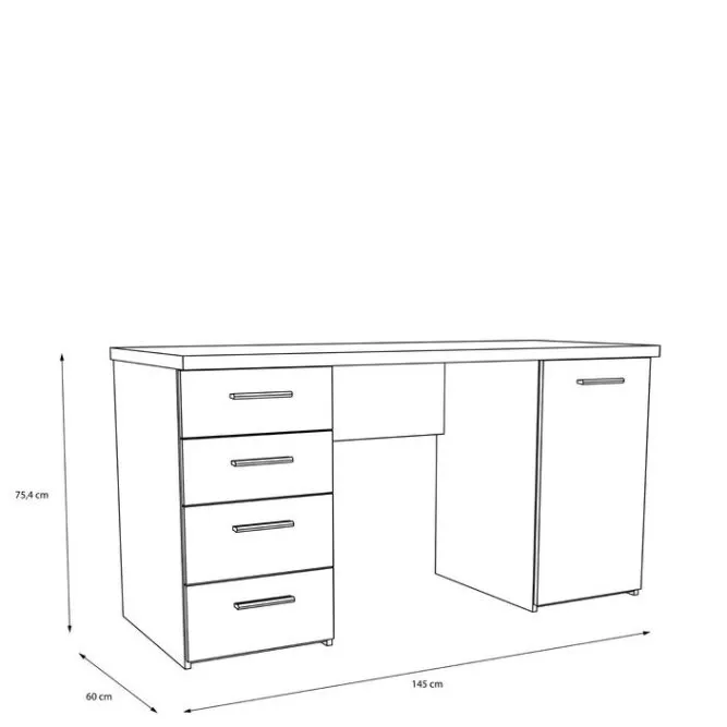 Biurko NET106 z szafką i 3 szufladami - czarny - MT926-Z13M