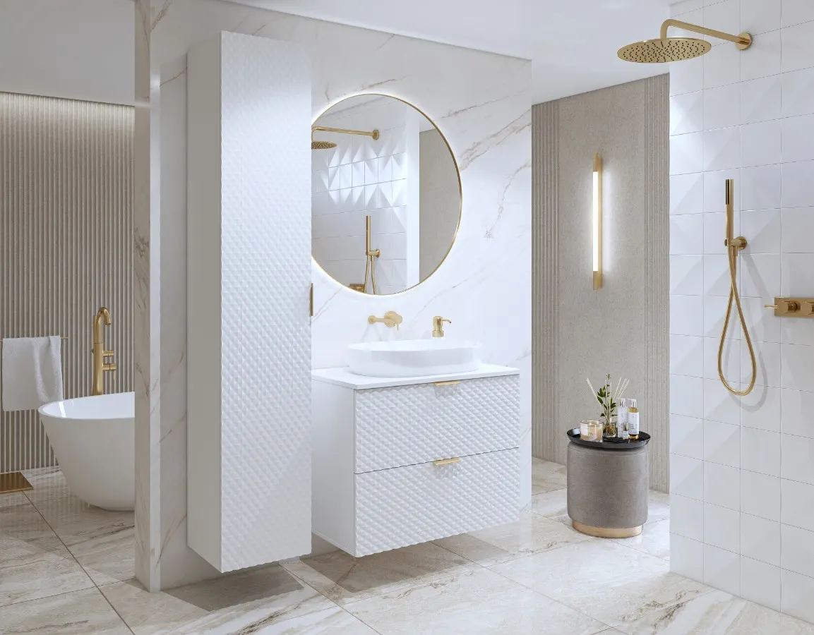 Słupek wysoki 1-drzwiowy LAURA wiszący 186 cm - biały - 3097NM17