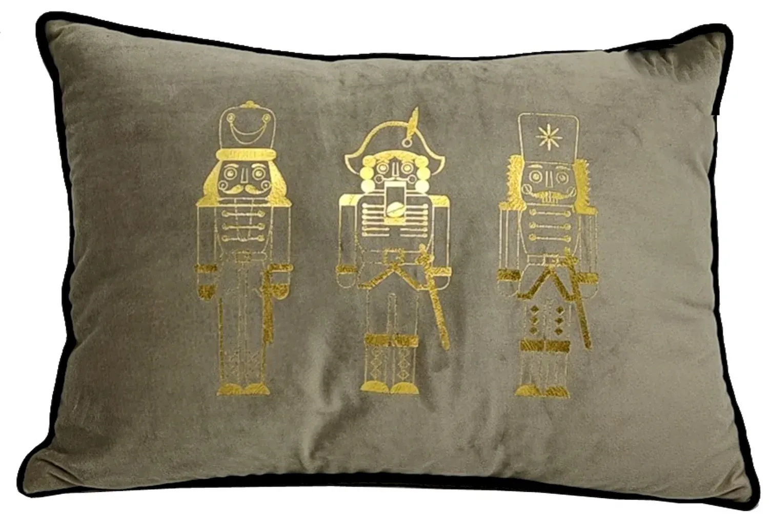 Poduszka świąteczna welurowa Z ŻOŁNIERZYKAMI 35x50 beżowa