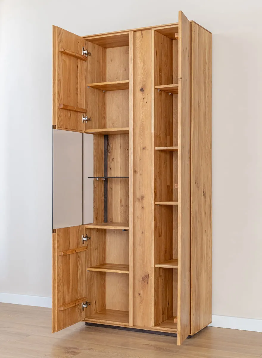 Witryna dębowa COLLODI oświetleniem - dąb olejowany - ZICOL02