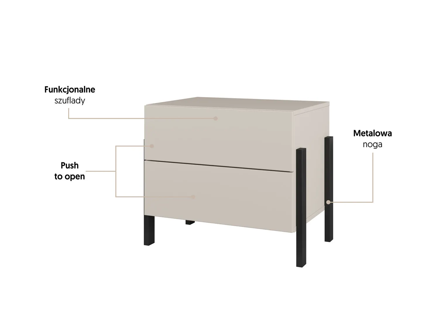 Szafka nocna z szufladami JUKON S 59x59 kaszmirowa - 24KSND22