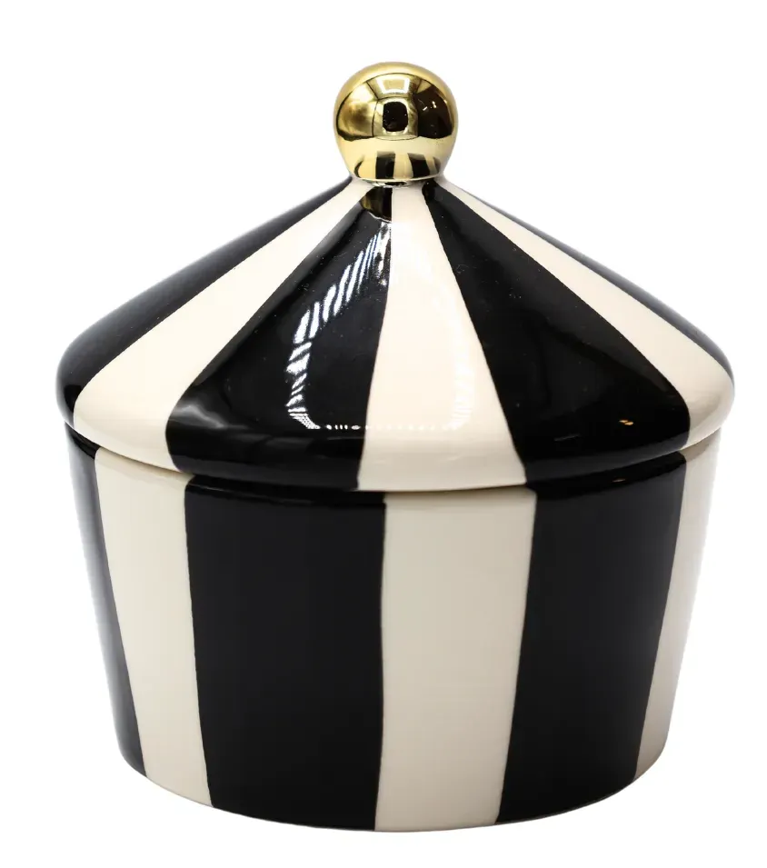 POJEMNIK ceramiczny na ciasteczka W PASKI biało-czarne