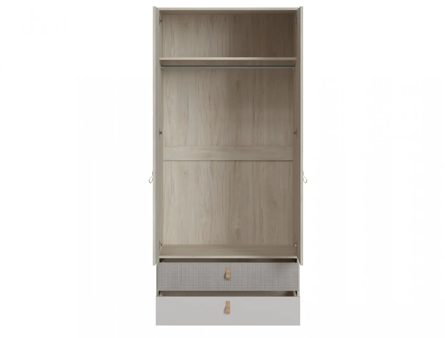 Szafa 2-drzwiowa z 2 szufladami DENIM DEIS03 Orzech Rockford Jasny, Cashmere, Caroline - 6000000011775