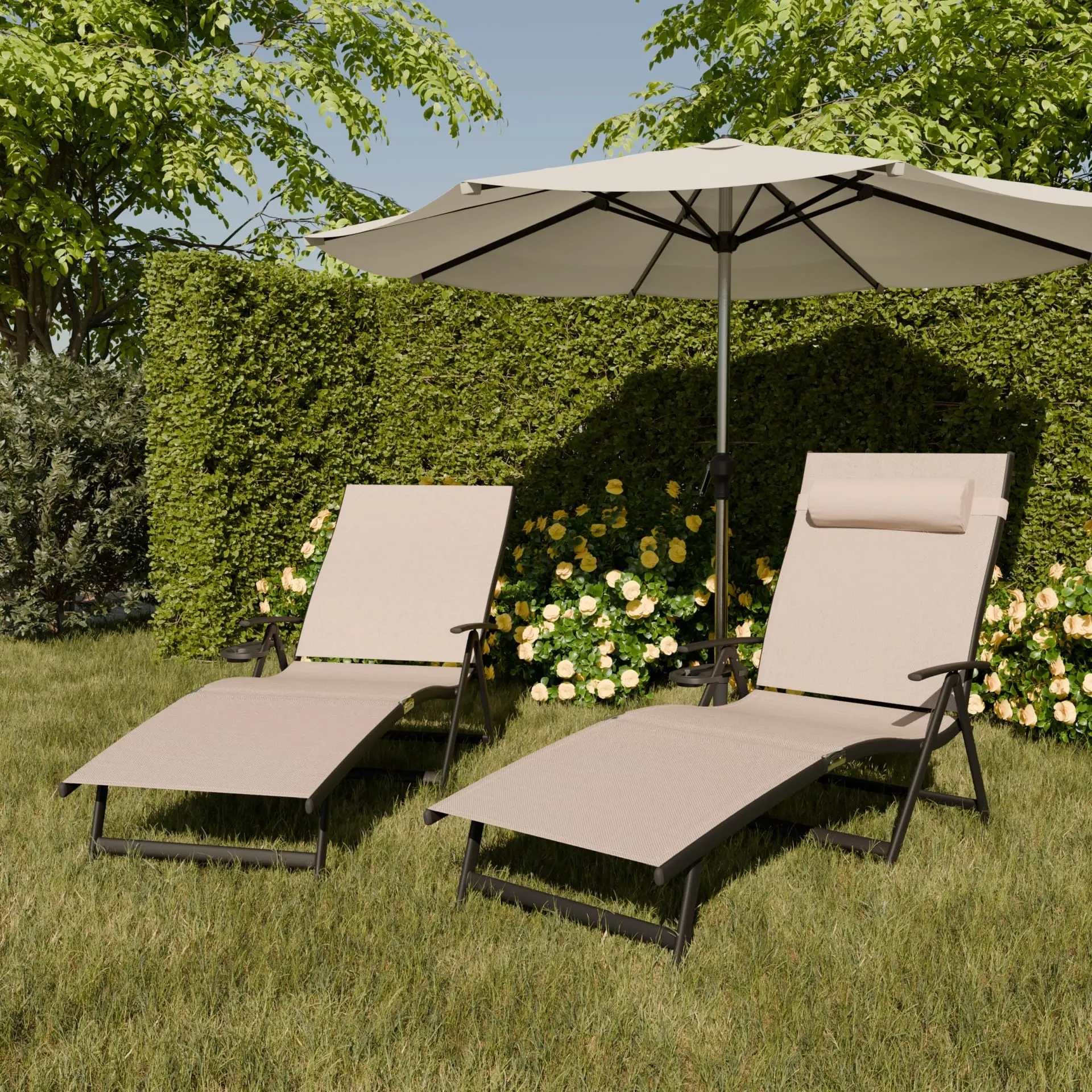 Leżak ogrodowy składany TARDY 182 cm aluminiowy beżowy Zenjoy - TARDY_BEZOWY