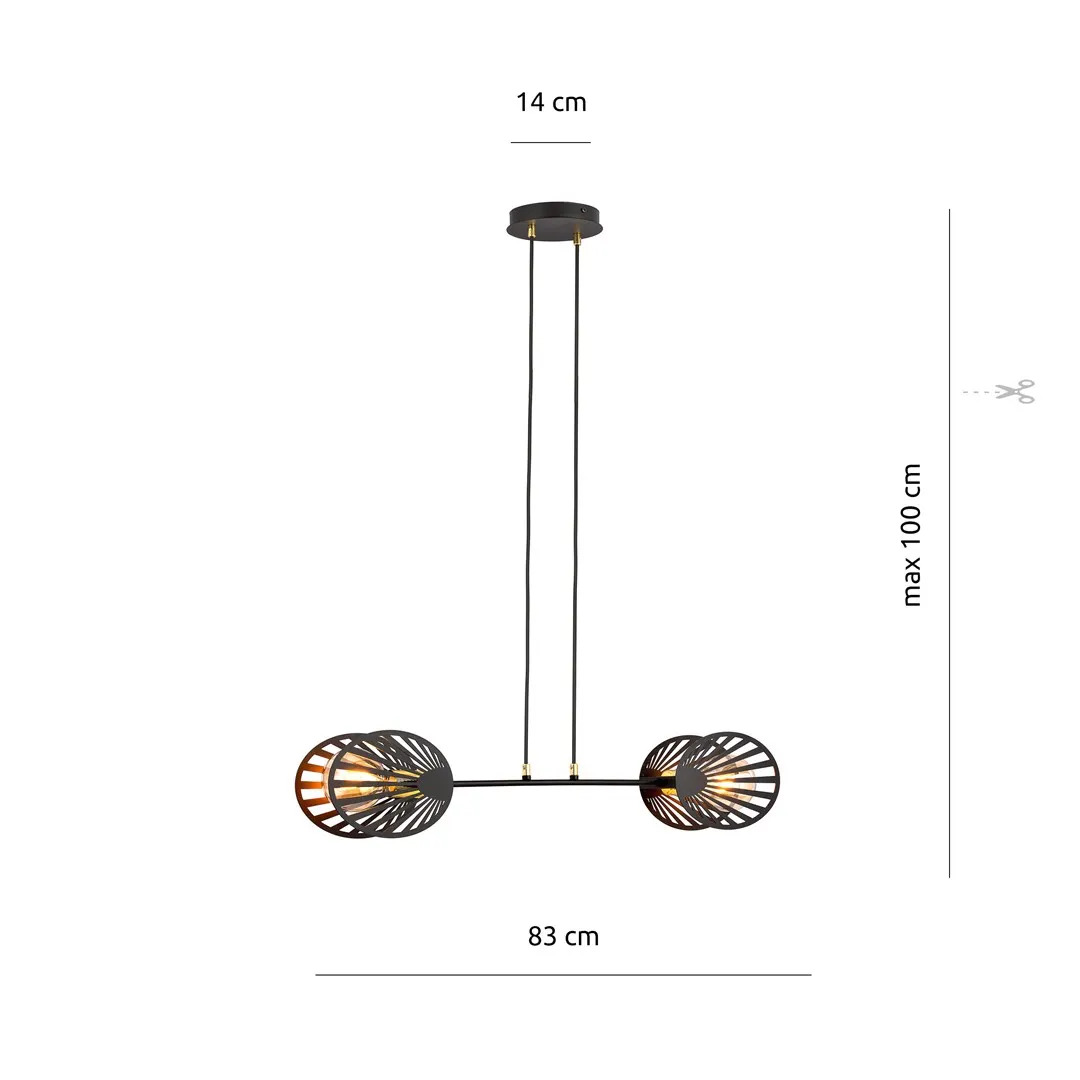 lampa wisząca, kula dekoracyjna, metalowy stelaż, czarna lampa, inteligentne oświetlenie?