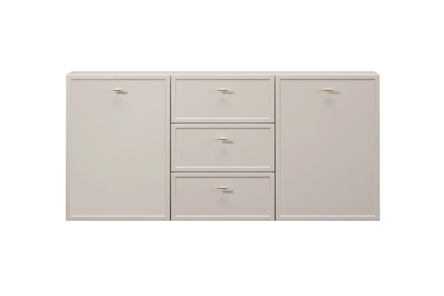 Komoda wisząca 2-drzwoiowa z 3 szufladami LORINI 150 - cashmere uchwyt T-bar złoty - B_166774