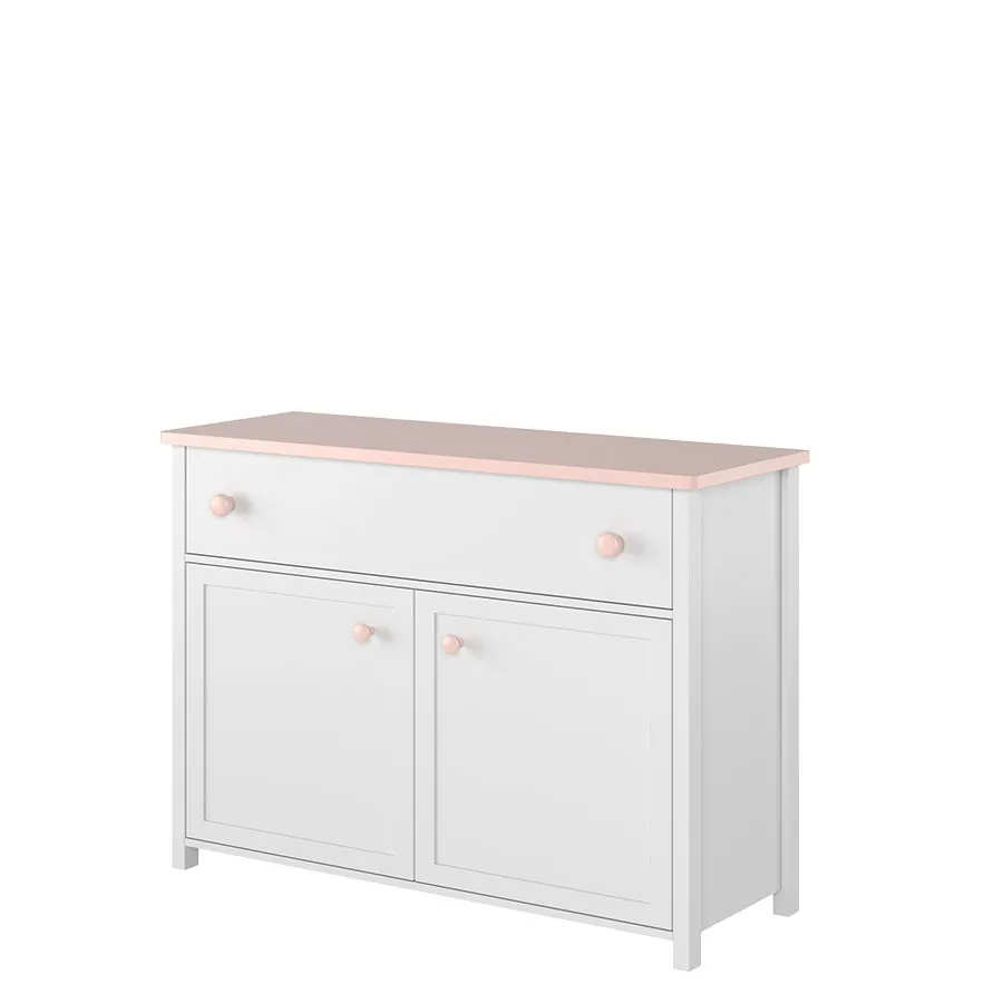 Komoda LUNA LN-05 biało-różowa Meble, Kredens, Szafka, Szuflada