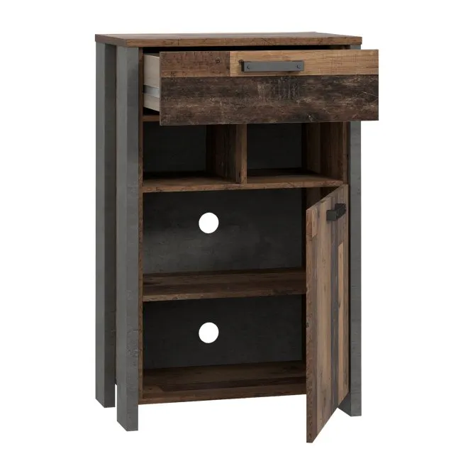 Szafka na buty CLIF z szufladą, szafką i wnękami - old wood vintage, beton - CLFD211-C546