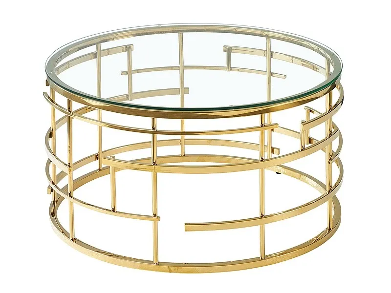 Ława LIVIA okrągła na złotym stelażu 80cm SIGNAL