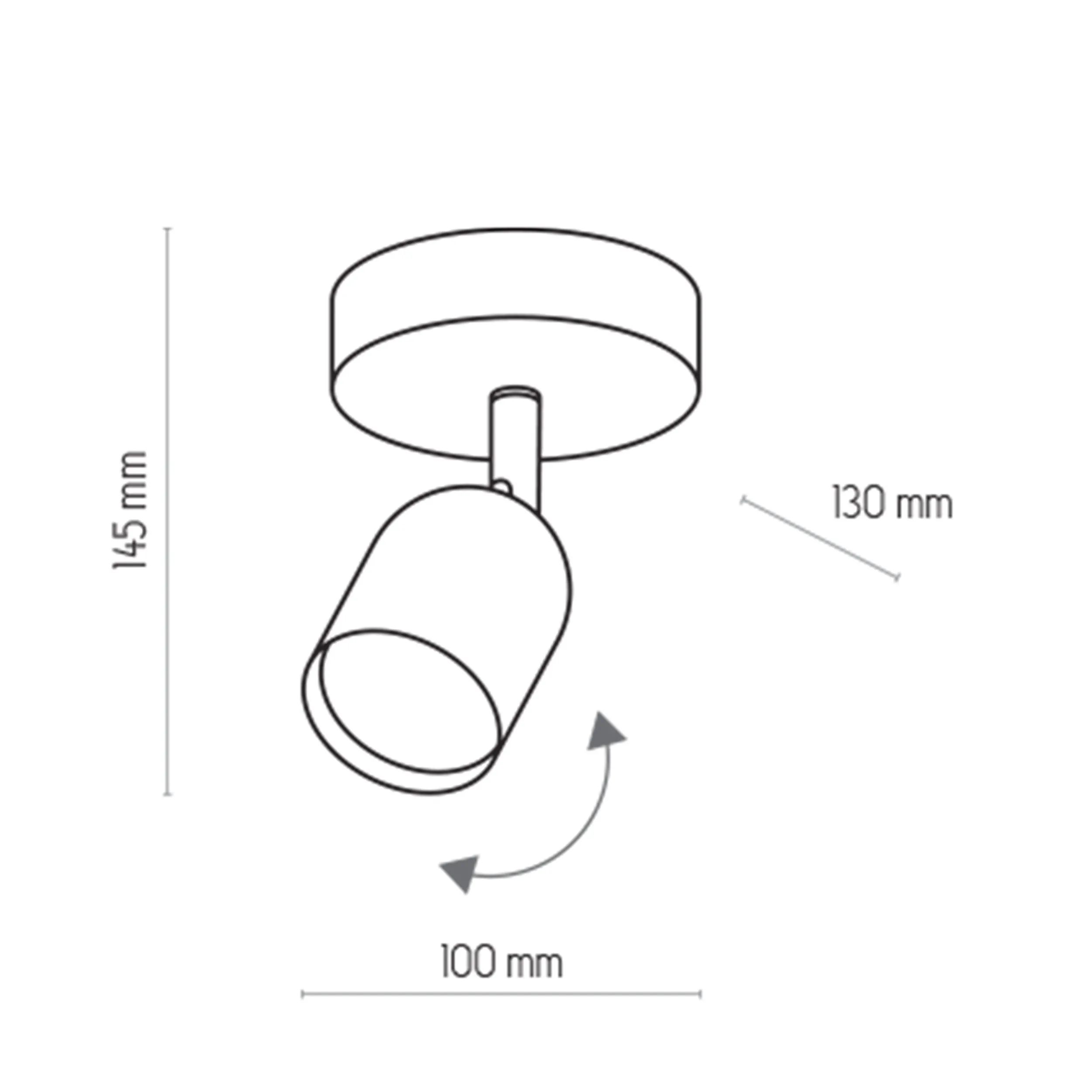 Lampa sufitowa TOP czarna z elementem chromowanym metalowa regulowana 15x12x8cm - TK_3298