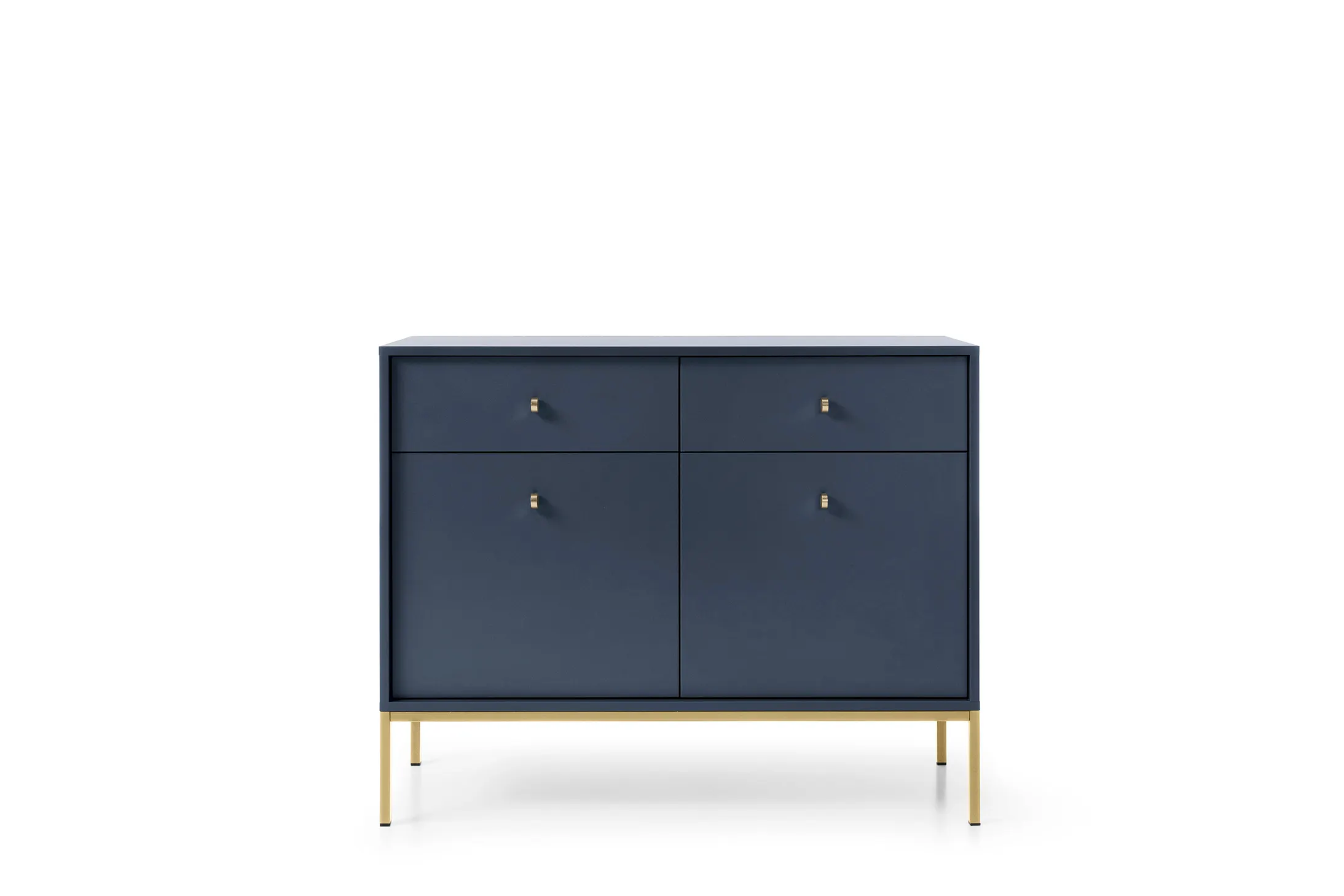 Komoda 2-drzwiowa z 2 szufladami MONO Granatowy, Złoty