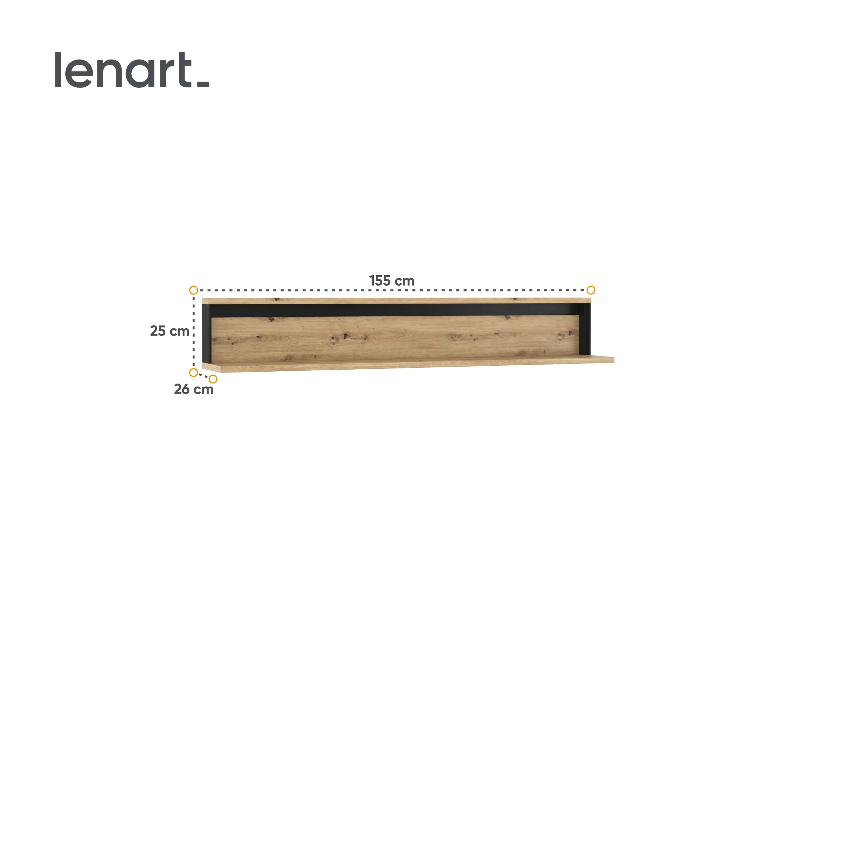 Półka Quant QA-05 155cm dąb artisan/czarna
