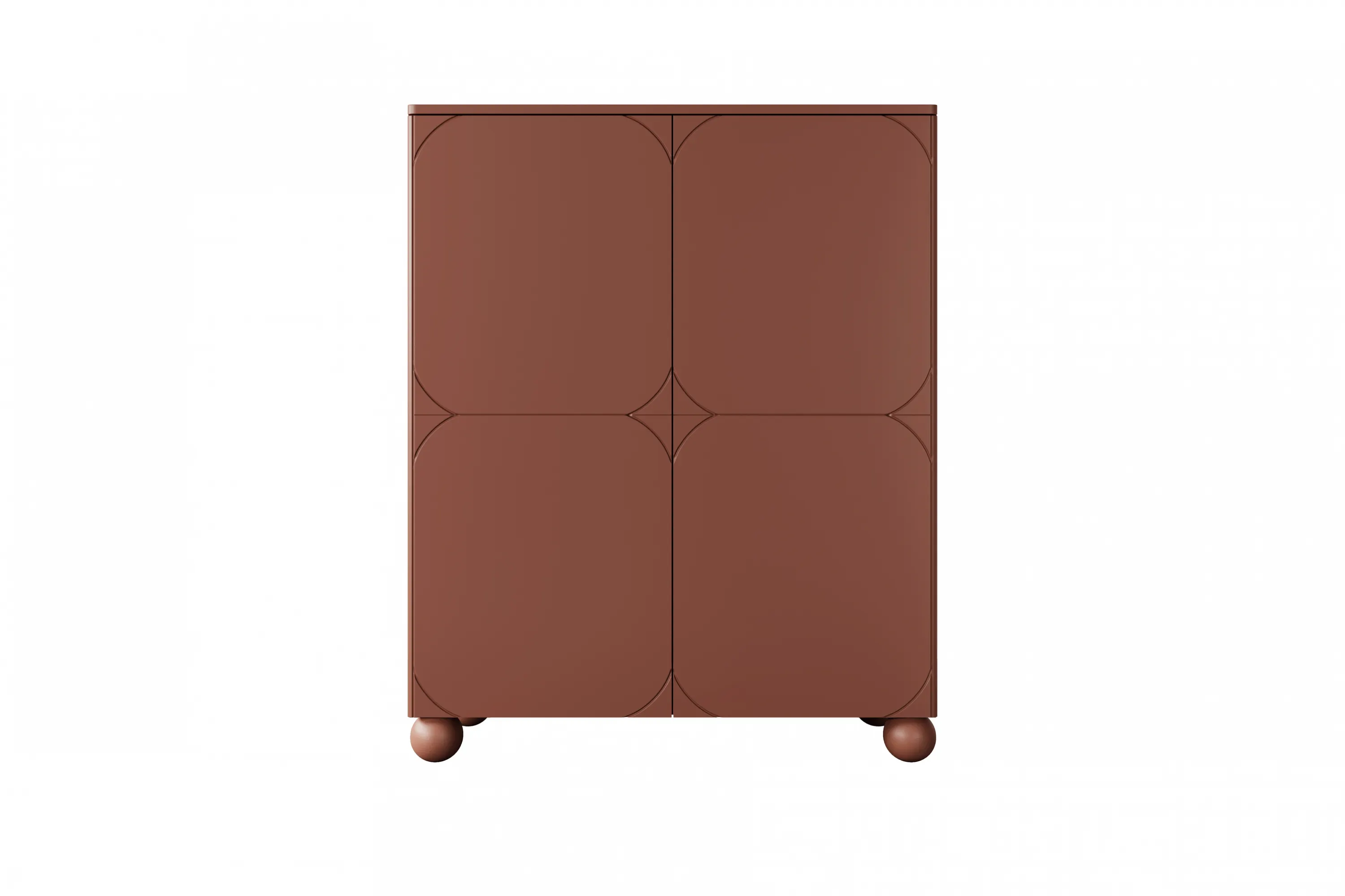 Komoda wysoka 2-drzwiowa z 2 szufladami SONATIA 120cm burgund nogi kule - B_157304