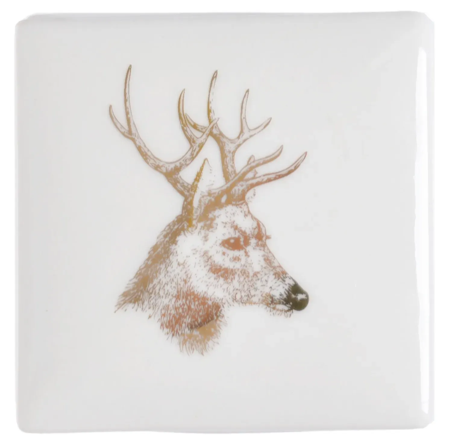 Porcelanowe PUZDERKO Z RENIFEREM kwadratowe