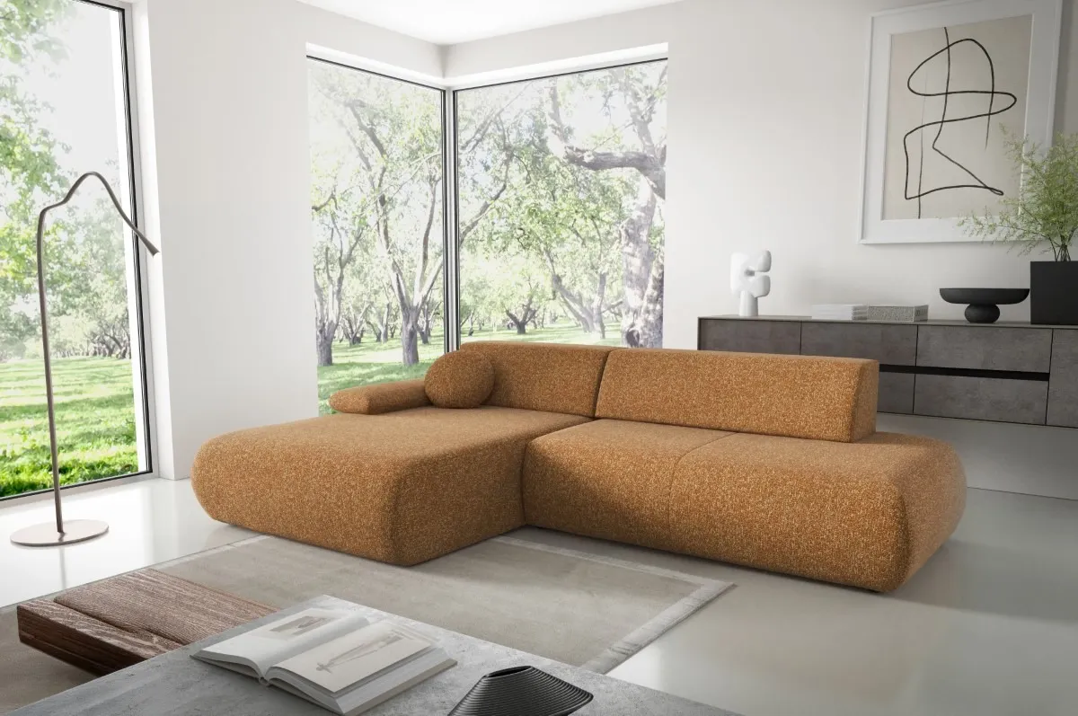 Narożnik rozkładany z pojemnikiem PUENTE 286 cm lewostronny rdzawy - PUENTE_NAR_PUENTE52_L