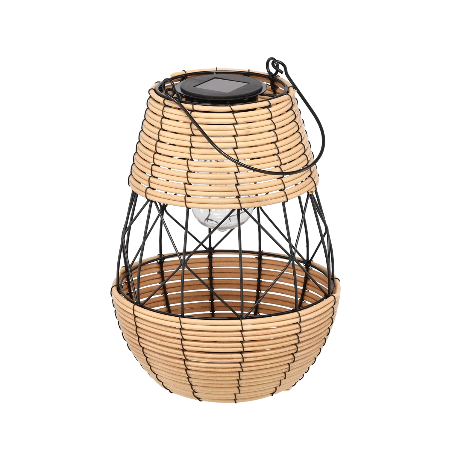image lampka, laternA, pleciona, bambusowa, metalowa warstwa