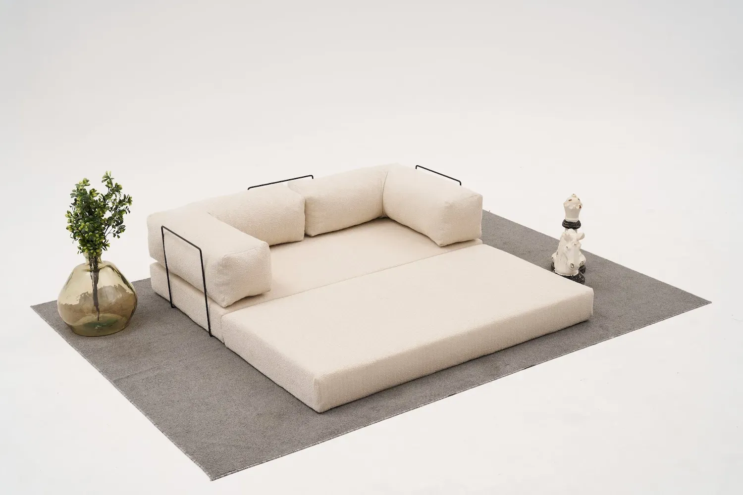 Sofa 3-osobowa rozkładana COMFORT kremowa — zdjęcie 7