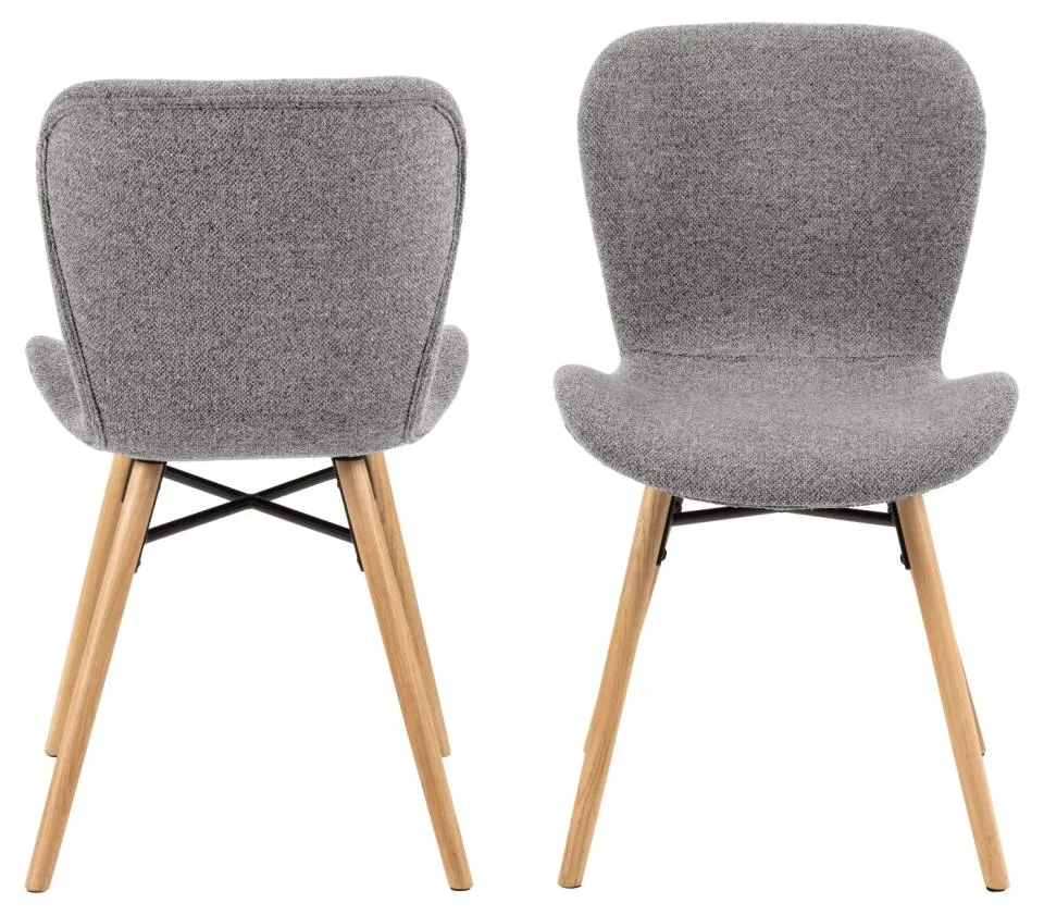 Krzesło tapicerowane DOREN Szary, Dąb olejowany ( zestaw 2 sztuk ) - H000022425