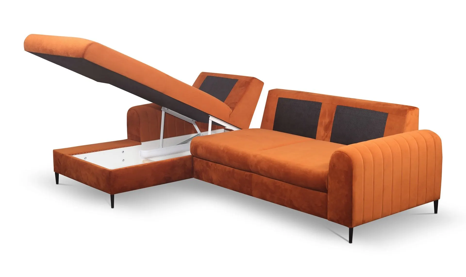 Narożnik rozkładany z pojemnikiem MONACO VELLUTO 251 cm lewy ceglasty - MONACO_NAR_VELLUT33_L