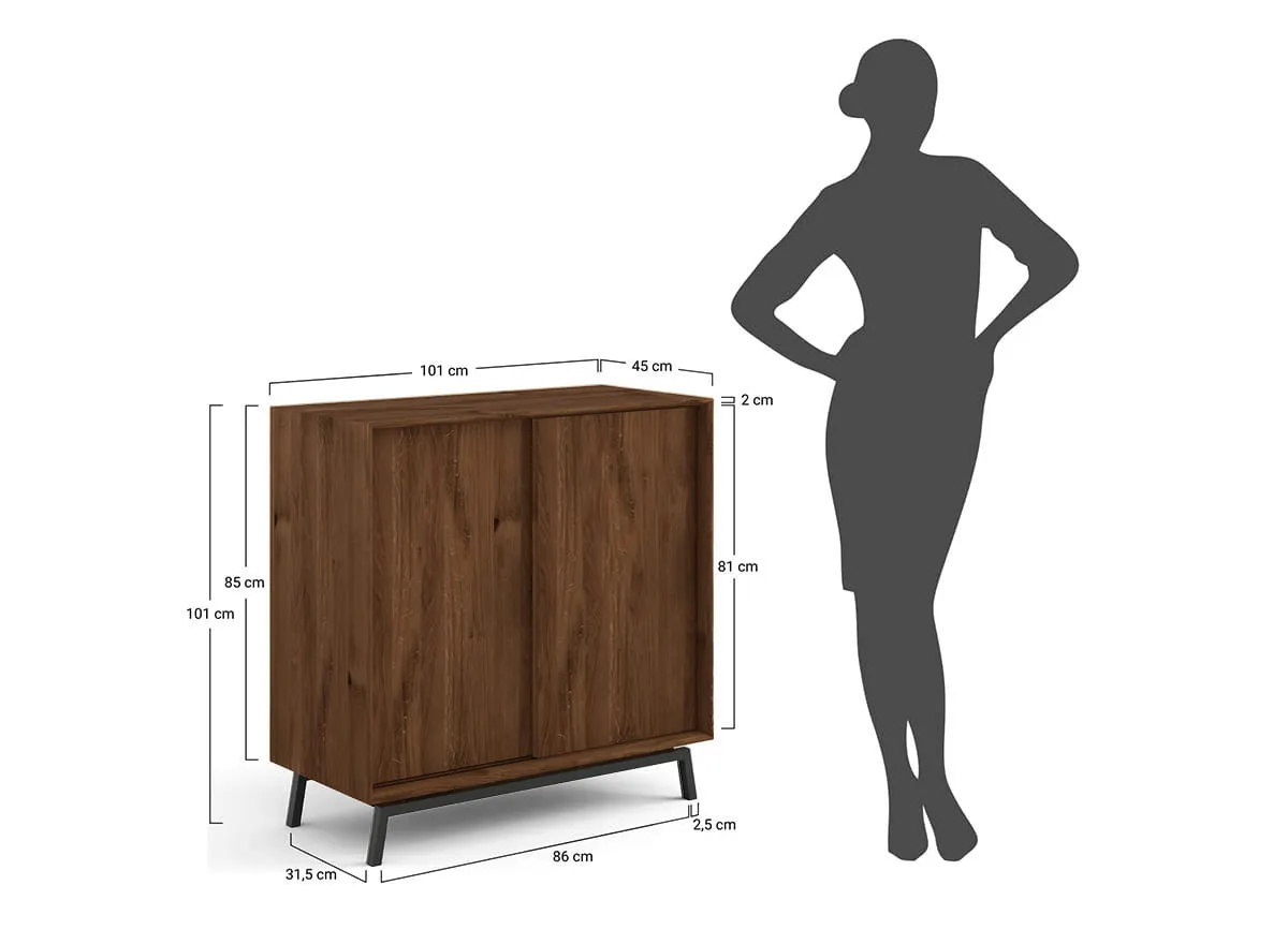 Komoda z barkiem MODERN LOFT 2-drzwiowa - tabacco - PLMOL01DT