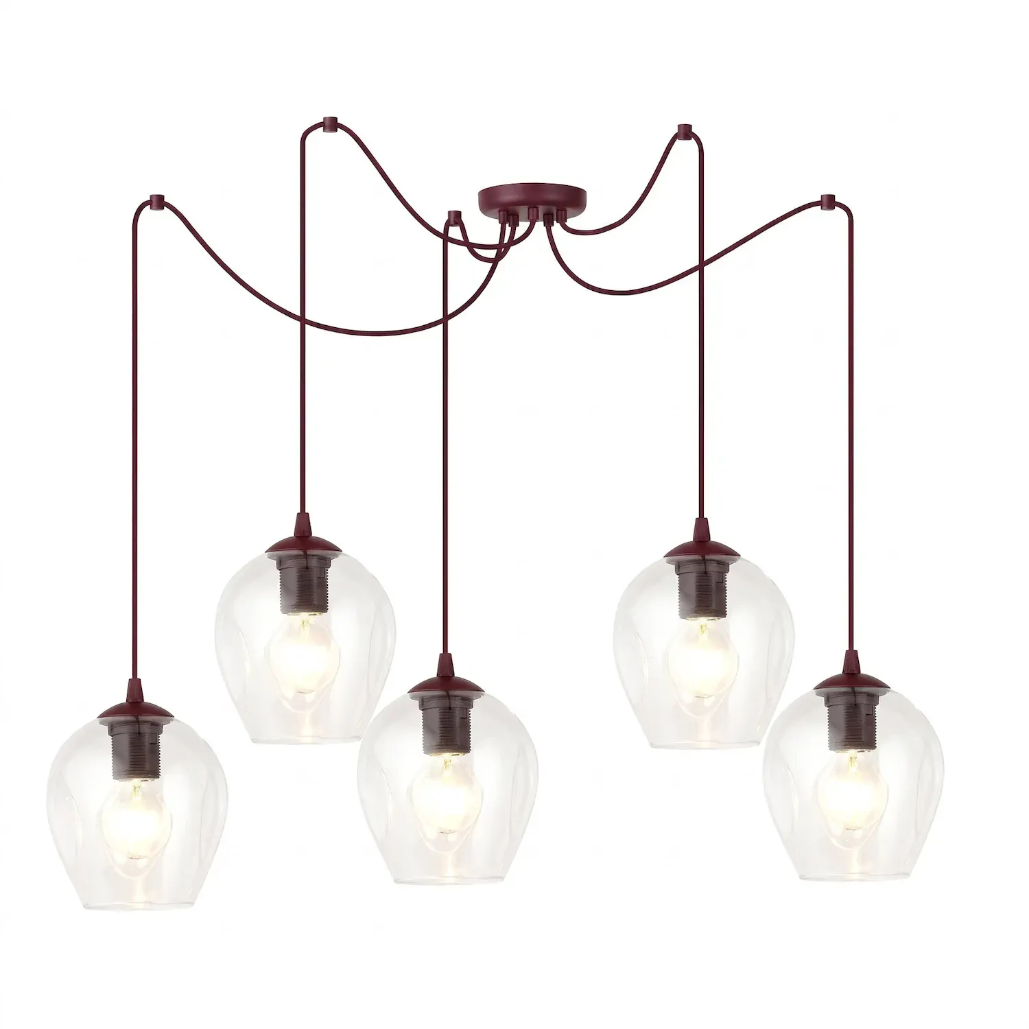 Lampa wisząca pająk LEVEL 5 burgundowy transparentny - 1819/5