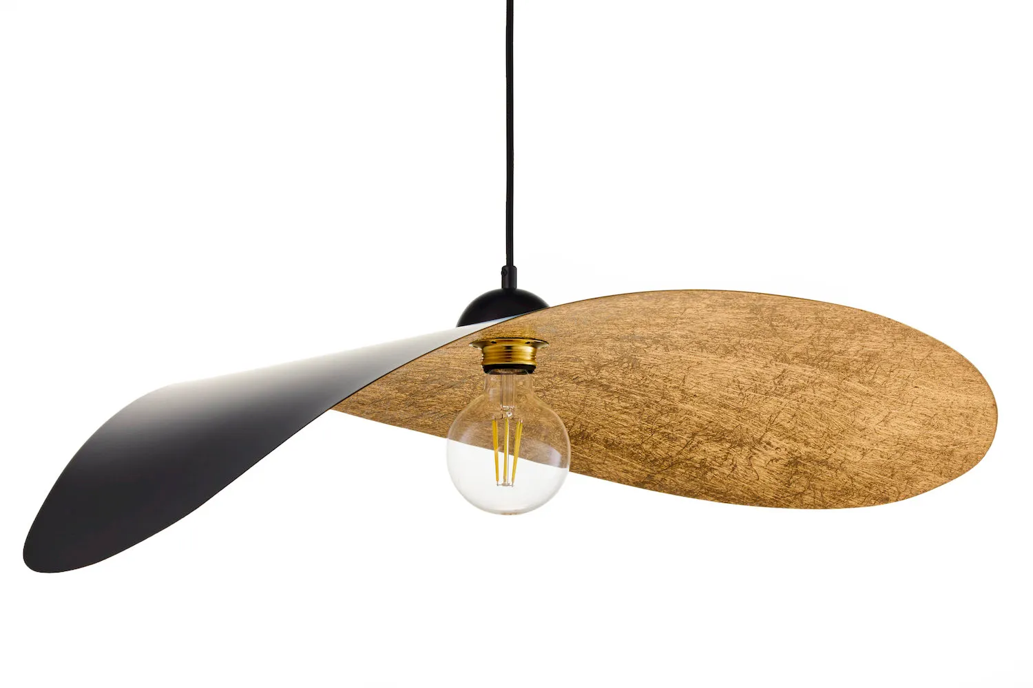 lampa wisząca, zawieszana lampa, żarówka LED, metalowy abażur, styl industrialny