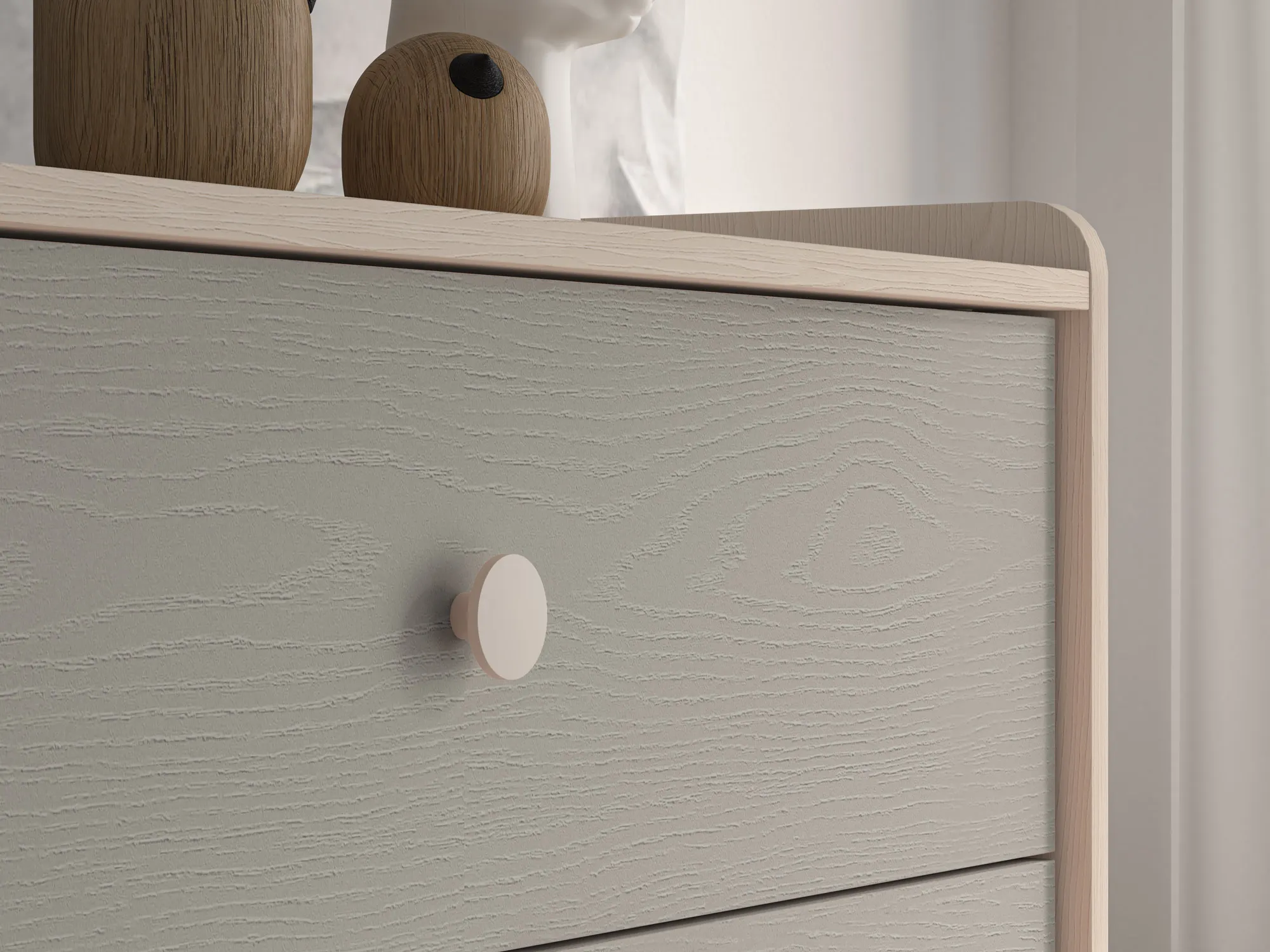 Komoda z 3 szufladami MEVEL 06 piasek pustyni, szary pallad - 1MEVE06-002