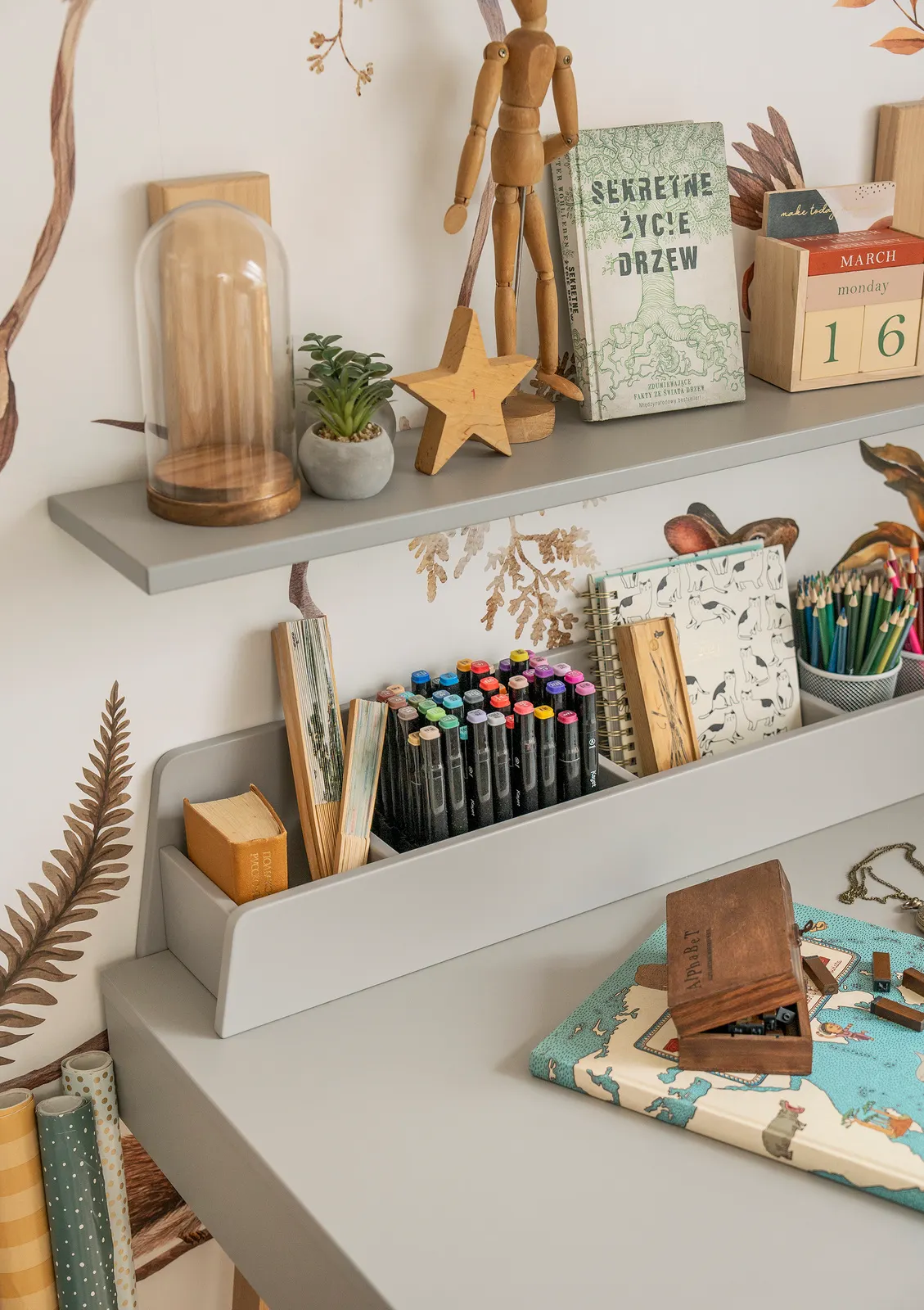 Biurko wysokie z 2 szufladami SWING 120 cm szare - PIN_034-506-197