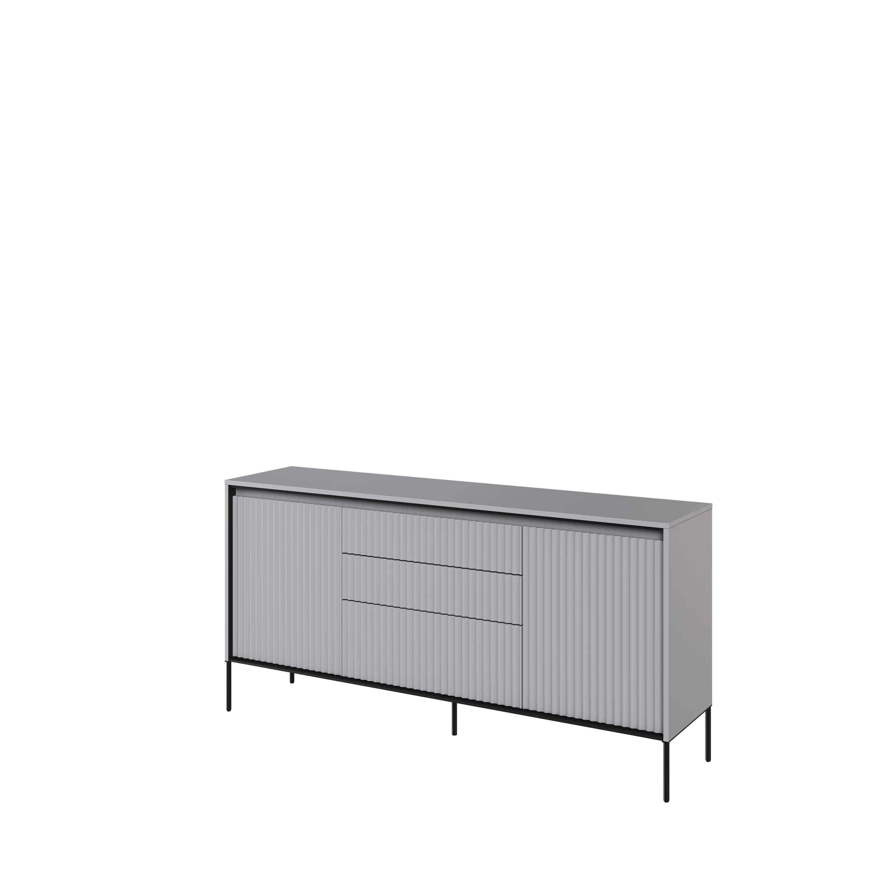 Komoda z oświetleniem TREND TR-01 2D3S ryflowana szary/czarny
