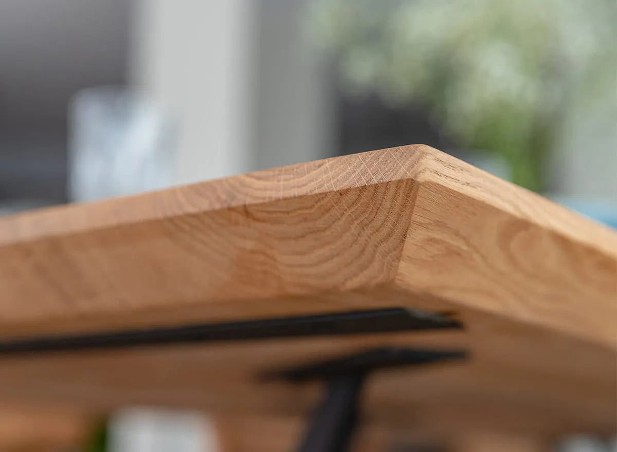 Stół dębowy na metalowych nogach CASERTA 180x90 - dąb olejowany, czarny - CASERTA90X180