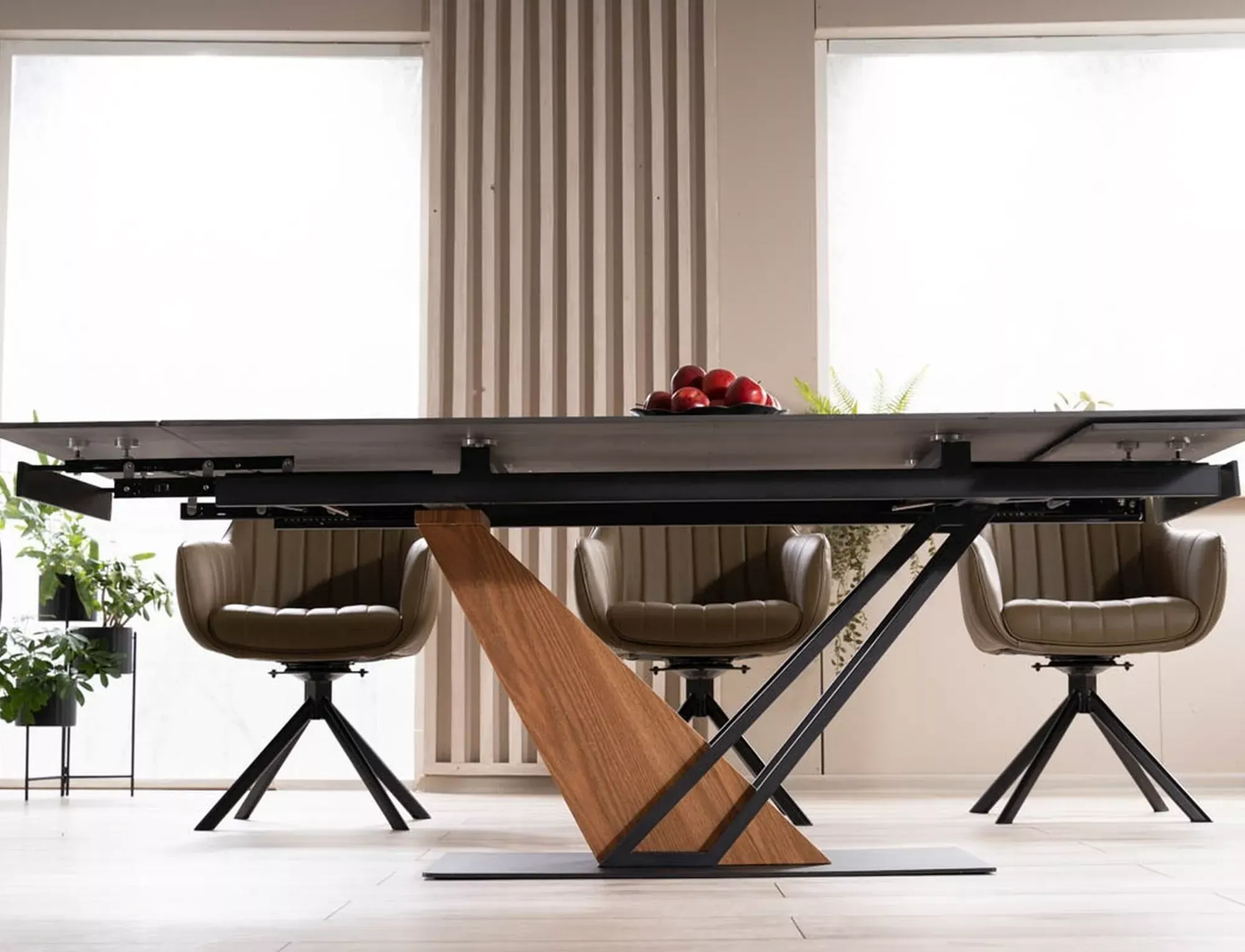 Stół rozkładany ceramiczny blat GENESIS 90x180-240 czarny efekt marmuru stelaż jesion czarny mat - GENESISCCJ180