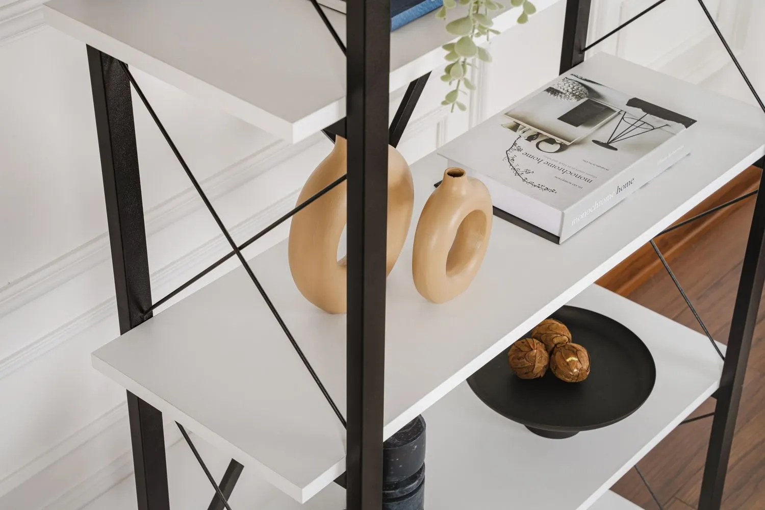 Regał wysoki ELYSIAN 90x180 cm biały czarny - ASI_241NRD1339