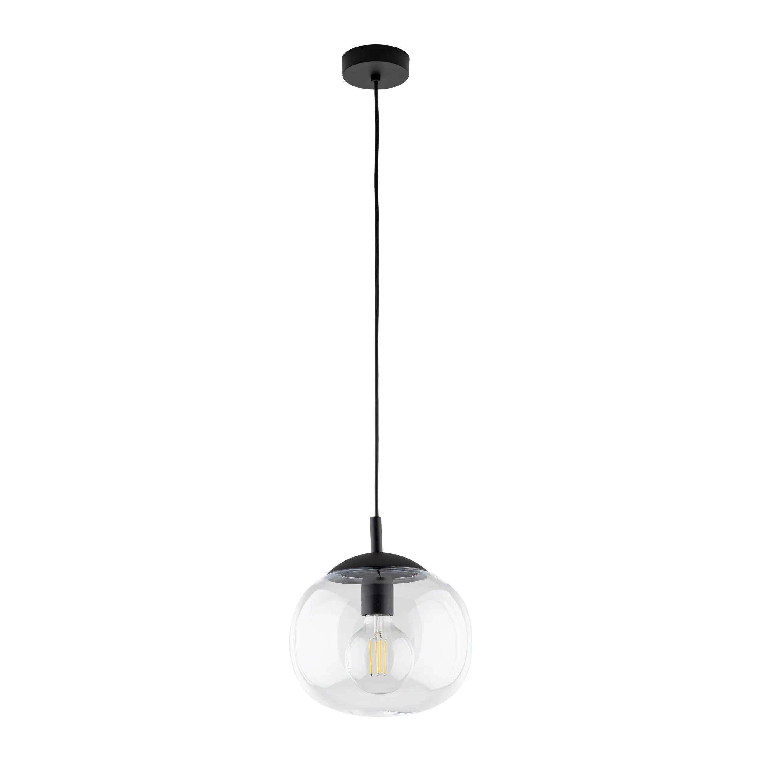 Lampa wisząca VIBE czarna z transparentnym szklanym okrągłym kloszem 165x25cm