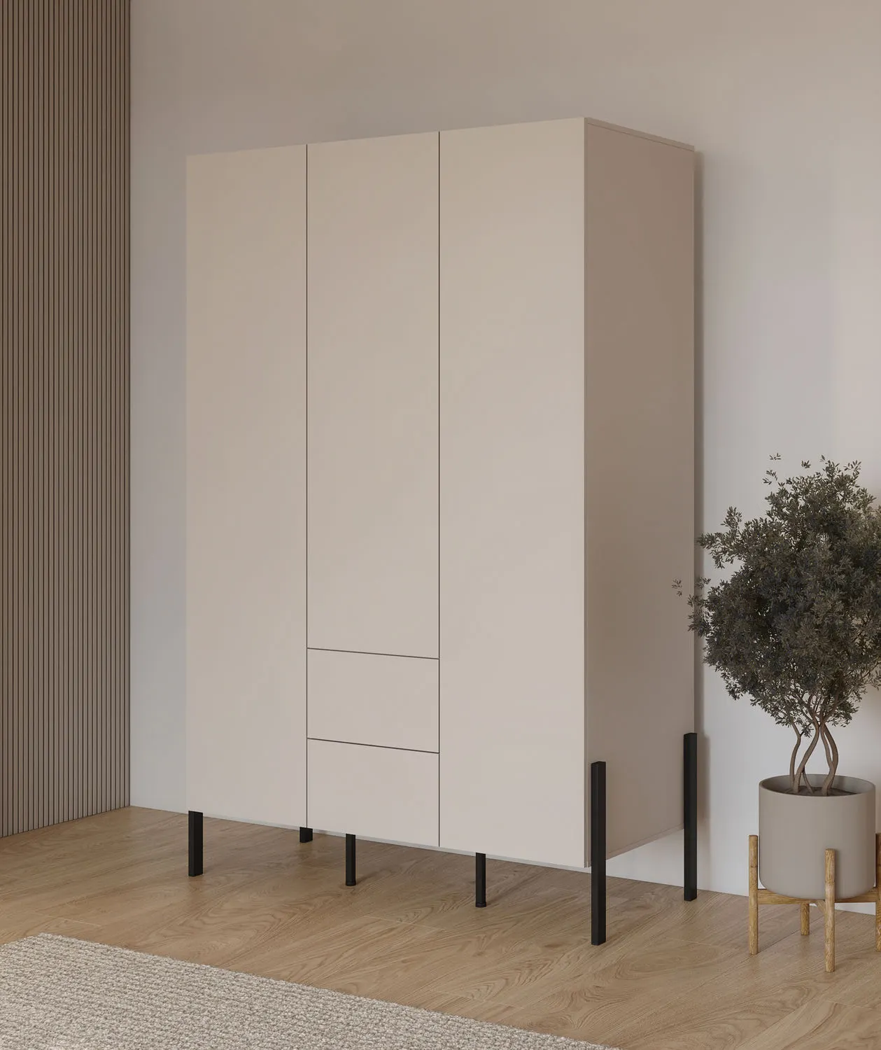 Szafa 3-drzwiowa z szufladami JUKON S 139x210 kaszmirowa - 24KSND19